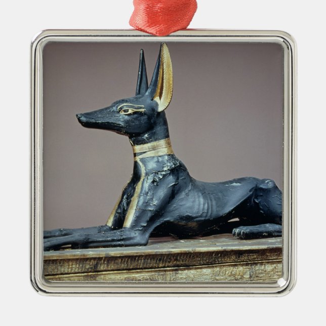 Anubis egyptisk gud av deadna från en bröstkorg julgransprydnad metall (Framsidan)