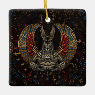 Anubis - egyptisk gud julgransprydnad keramik