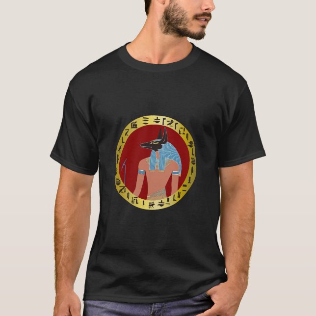 Anubis, egyptisk gud t shirt (Framsida)