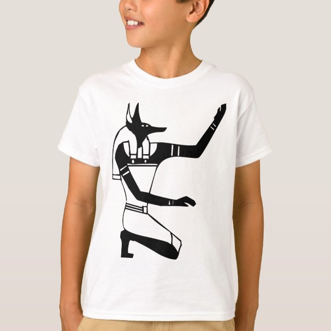 Anubis, egyptisk hieroglyf t-shirt (Framsida)
