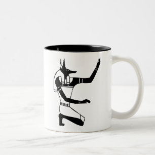 Anubis egyptisk hieroglyph Två-Tonad mugg