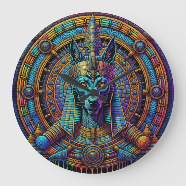 Anubis egyptisk konst  stor klocka (Framsida)