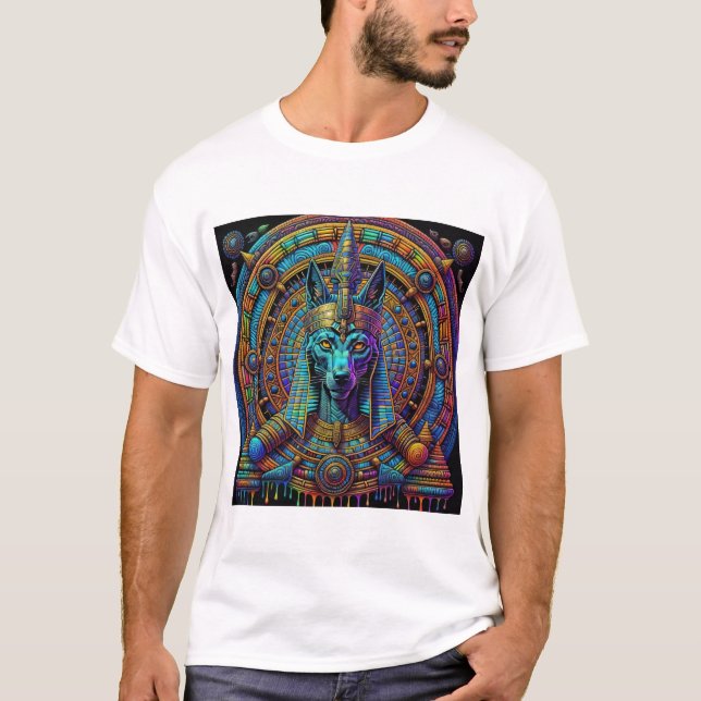 Anubis egyptisk konst  t shirt (Framsida)