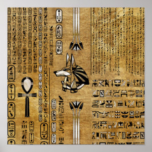 Anubis - Egyptiska Gud - Guld och Pearl Poster