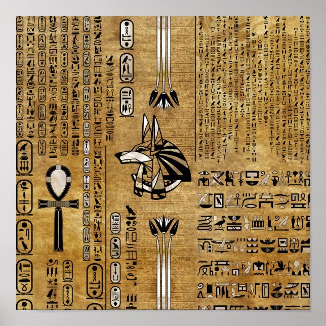 Anubis - Egyptiska Gud - Guld och Pearl Poster (Framsidan)