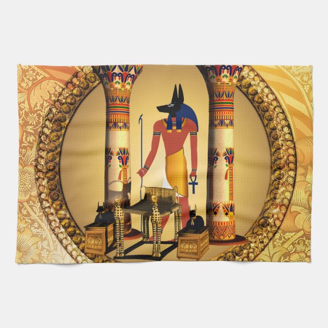 Anubis forntida egyptisk gud av de döda ritualerna kökshandduk (Horisontell)