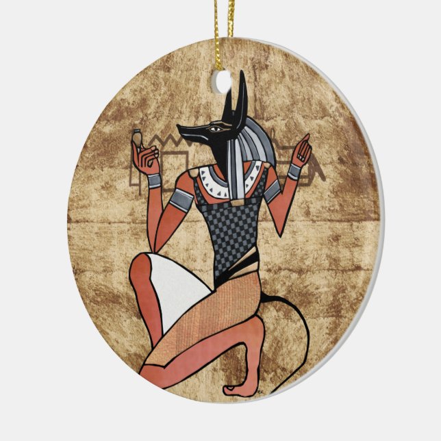Anubis Guardian Egyptian Julgransprydnad Keramik (Vänster)