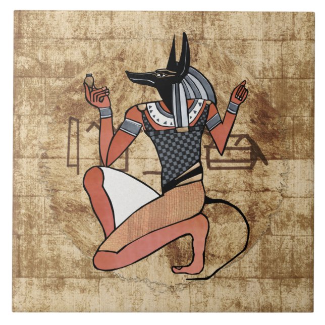 Anubis Guardian Egyptian Kakelplatta (Framsidan)