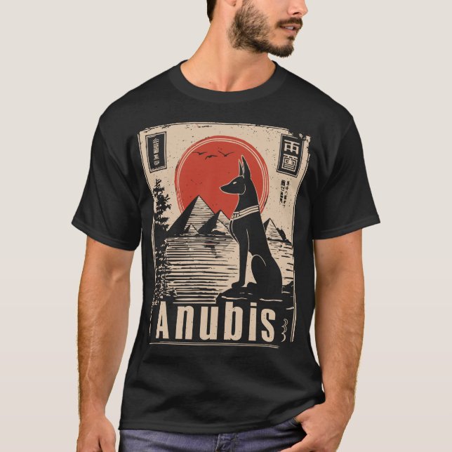 Anubis Guardian - Pharaoh's Sentinel Wall Art T Shirt (Framsida)