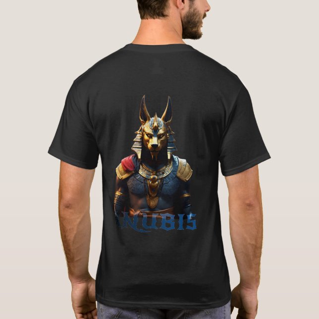 Anubis gud porträtt, konstnären stil t shirt (Baksida)