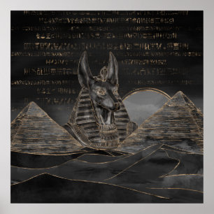 Anubis på det egyptiska pyramidlandskapet poster