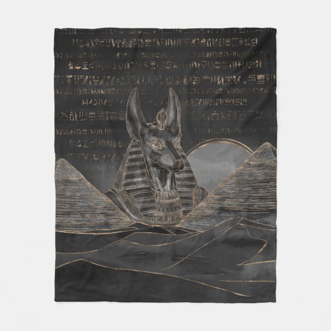 Anubis på egyptiska pyramider landskap fleecefilt (Framsidan)