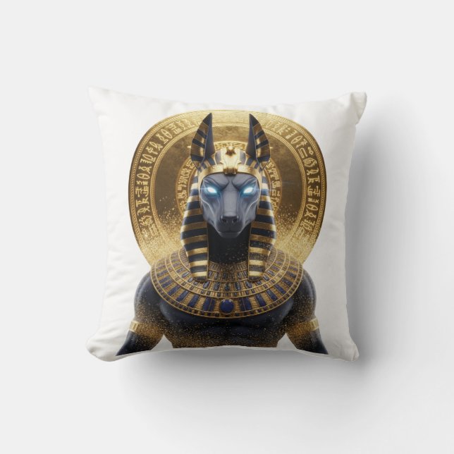 Anubis Schakal Kudd | Antik Egyptisk Gud Dekor Kudde (Framsida)