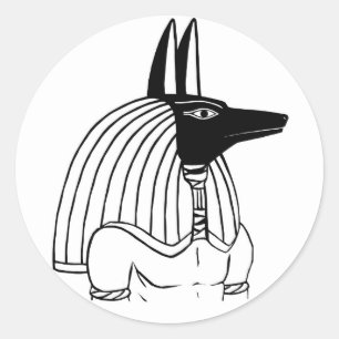 Anubis svart och vitt runt klistermärke