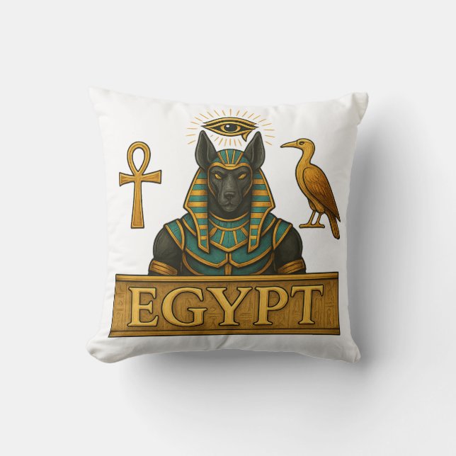 Anubis & Thoth | Egyptian Symbols - Throw Pillow Kudde (Framsida)