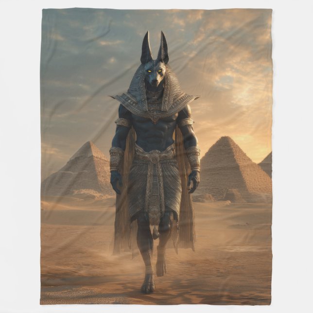 Anubis throw blanket – Egyptian Mythology Wall Art Fleecefilt (Framsidan)