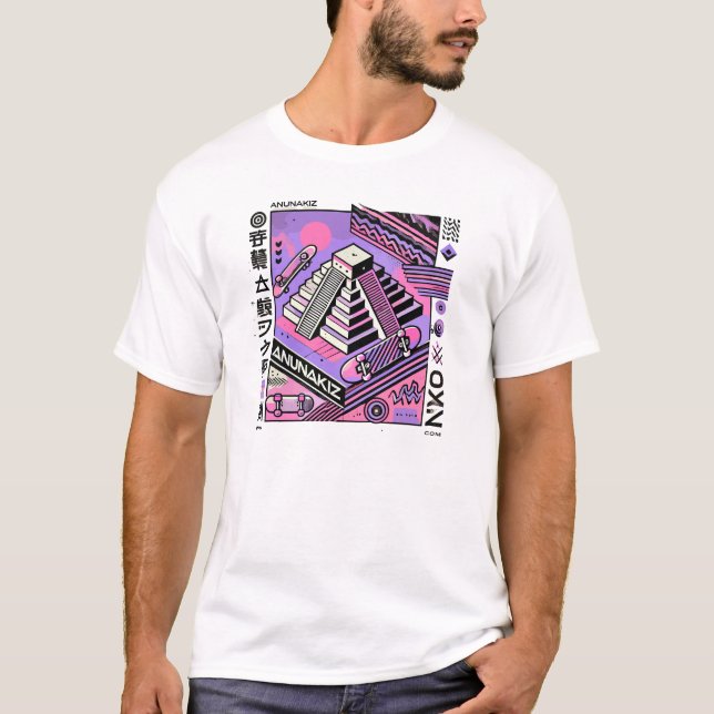 Anunakiz Ziggurat Anunnaki Skater Vibes T Shirt (Framsida)