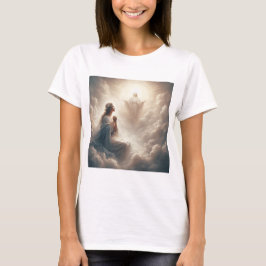 Anunciación Divina: Virgen y Bendición Celestial T Shirt