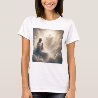 Anunciación Divina: Virgen y Bendición Celestial T Shirt