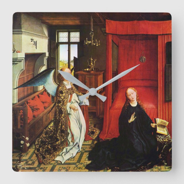 ANUNCIATION ANGEL Archangel Gabriel och Virgin Fyrkantig Klocka (Framsida)