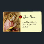 ANUNCIATION ANGEL, Red Ruby Fraktsedel<br><div class="desc">Elegant,  konstnärlig och klassisk design härledd från en medeltida målning med en ljus 3D-gemsten. Italienska Painter Simone Martini var ett stort figur i utvecklingen av den italienska målningen tidigt och påverkade starkt utvecklingen av Internationell gotiic Stil.Fotografi och digital behandling för bättre tryckning av Bulgan Lumini.</div>