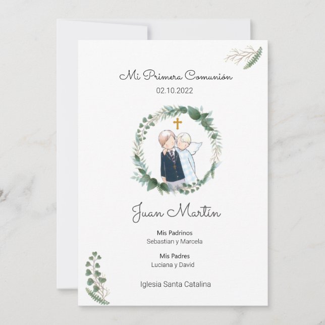 Anuncio Comunión estampa estampita  Inbjudningar (Framsida)