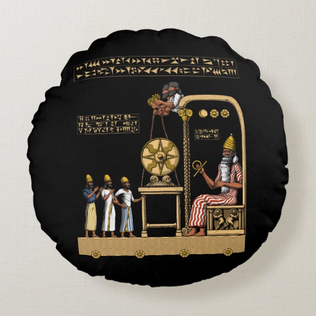 Anunnaki Gods Rund Kudde (Framsidan)