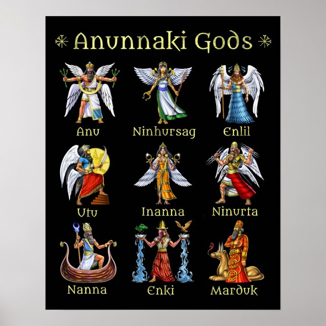 Anunnaki Sumerian Mythology Gods Poster (Framsidan)