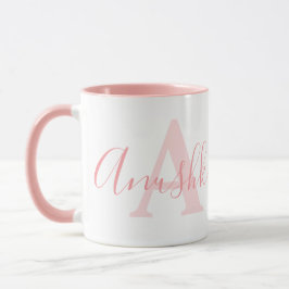 Anushka namn betyder och A monogram mjuk rosa Mugg