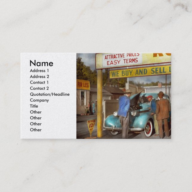 Använd bil - - reagraden 1939 visitkort (Framsida)