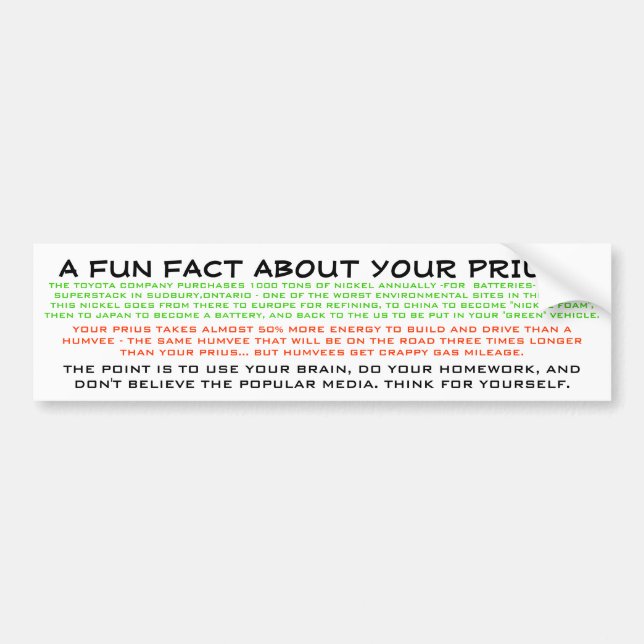 ANVÄND HJÄRNAN 1 - PRIUS BILDEKAL (Framsidan)