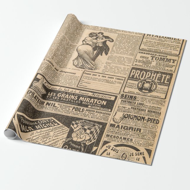 Använd papper bakgrund. Gamla tidningssidor med vi Presentpapper (Utrullad)