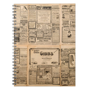 Använd papper bakgrund. Gammal tidningssida med vi Anteckningsbok