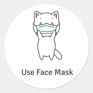 ANVÄNDA ANSIKTE MASK CUTE CAT STICKER ENVELOPE SEA RUNT KLISTERMÄRKE