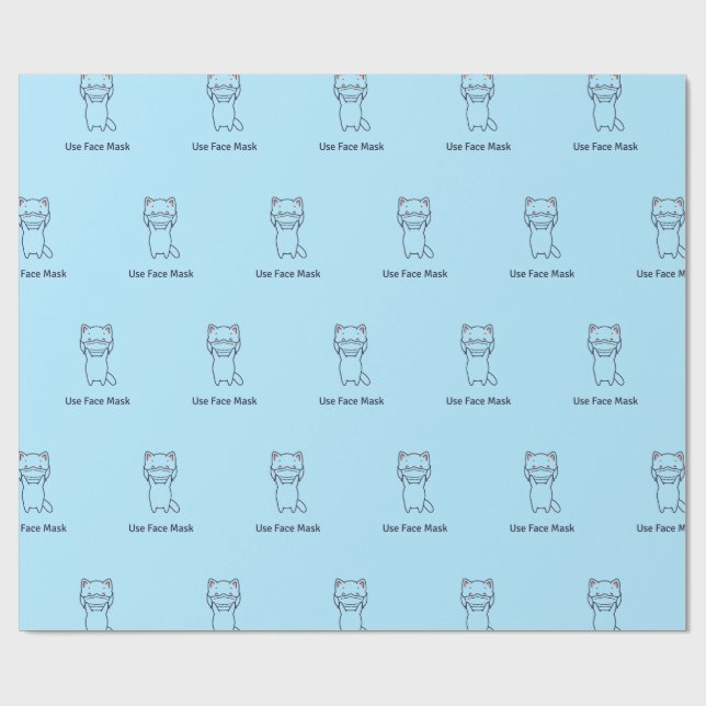 ANVÄNDA ANSIKTE MASK KITTEN Wrapping Papper Presentpapper (Platt)