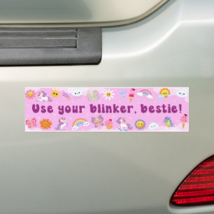 Använda din blinkare, Bestie! Lustigt Cute-minne Bildekal