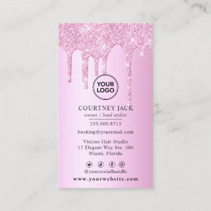 Använda din egen Logotyp Rosa Metallic Glitter Dr Visitkort