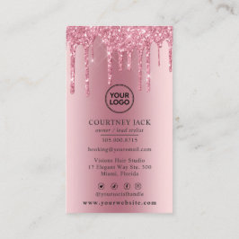 Använda din egen Logotyp Rosa Metallic Glitter Dri Visitkort