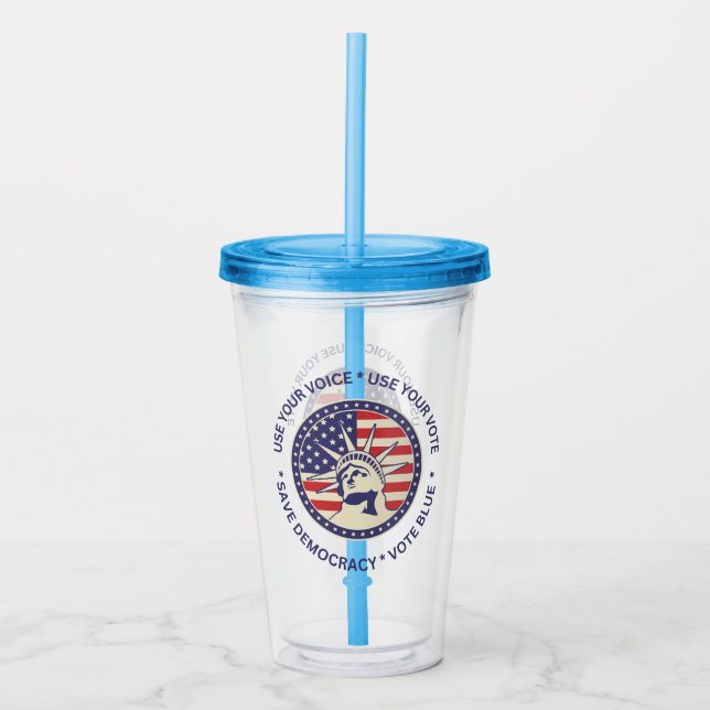 Använda Din rösträtt Patriotic Liberty Badge Take Away Mugg (Framsida)