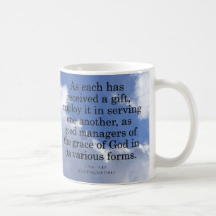 Använda gåvor från den Peter för gud 1 4:10 Kaffemugg