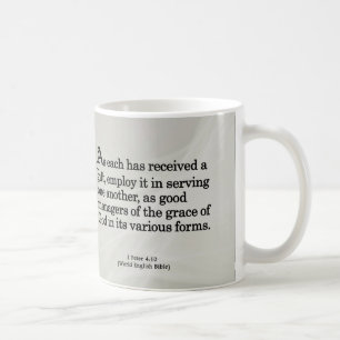 Använda gåvor från den Peter för gud 1 4:10 Kaffemugg