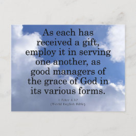 Använda gåvor från Gud 1 Peter 4:10 Vykort