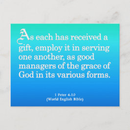 Använda gåvor från Gud 1 Peter 4:10 Vykort