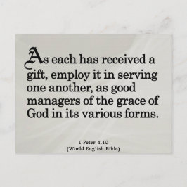 Använda gåvor från Gud 1 Peter 4:10 Vykort