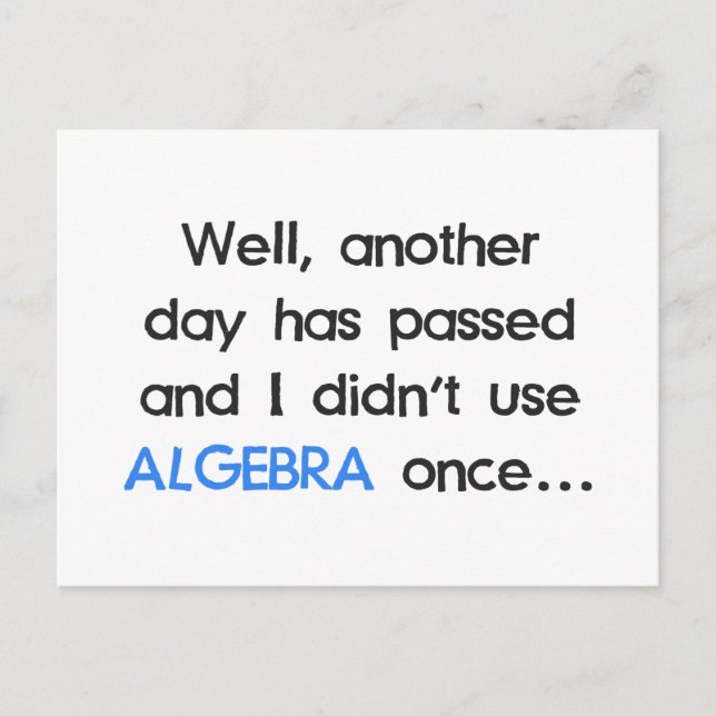 Använda inte Algebra Gång idag Vykort (Framsida)