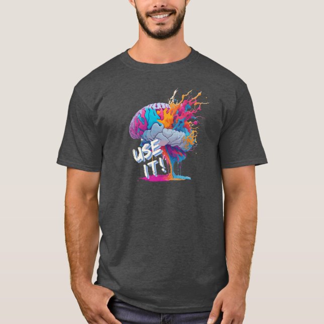 Använda IT - färgstark Stänk-hjärna T Shirt (Framsida)