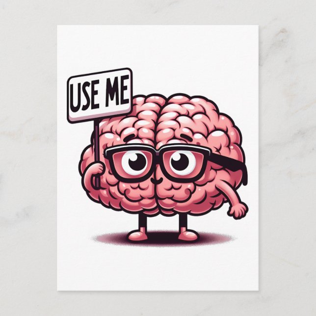 Använda Me Funny Brain Sticker Vykort (Framsida)