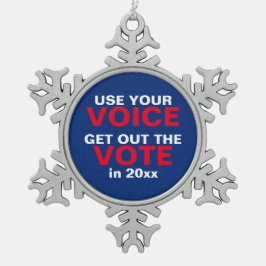Använda rösten ut ur omröstningen snöflinga pewter julgransprydnad