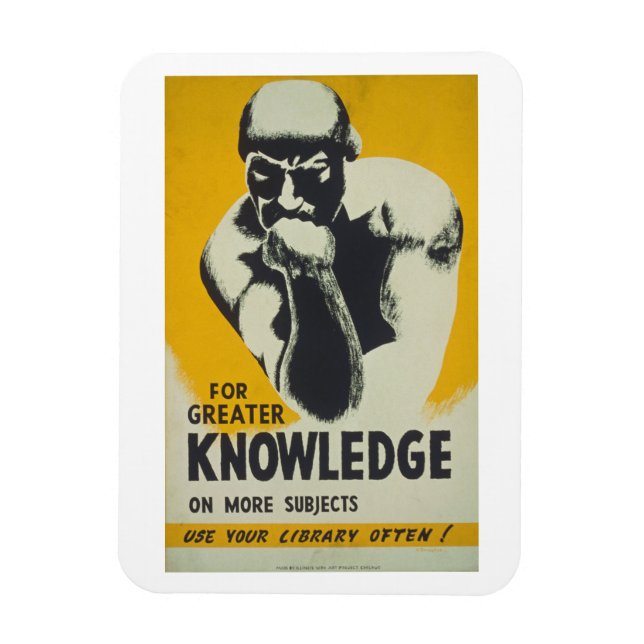 Använda Vintage affisch Bibliotek Magnet (Vertikal)