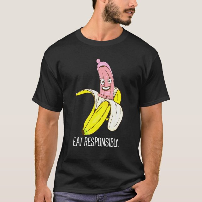 Användan Banana Eat Responsible BirControl Condom T Shirt (Framsida)
